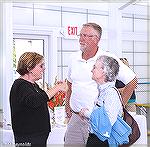 Recreation & Parks Director Mike Howell talks with some ladies at the Ocean Pines indoor pool grand opening in 2007.