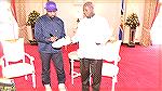 Continuing his PR tour, Kanye West is giving the Uganda Prez a gift of sneakers.  Kanye and his wife, Kim Kardashian, were vacationing in that country.  Oct 2018