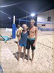 Carson Barnes, Grandson of Jack & Andrea Barnes,  and friend Raychel win the Coed Division at the Beach Volleyball Tournament in Virginia Beach. 