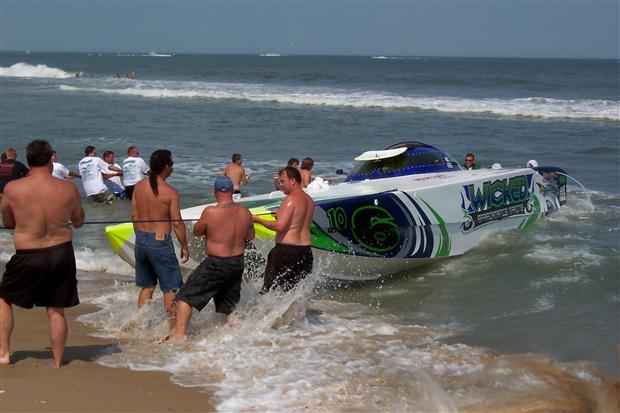 Offshore Race Boat Beached