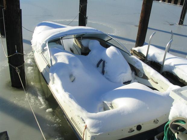 Boat Left in Snow