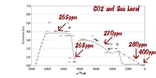 Sea levels vs CO2  7,000 yrs