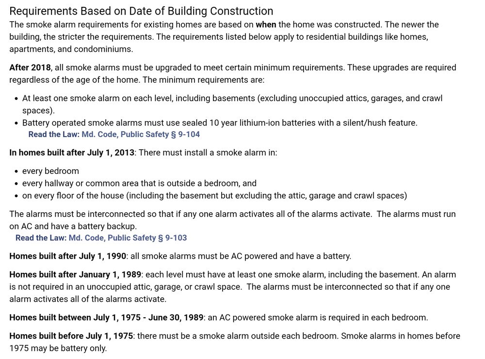 MD Smoke Detector Law