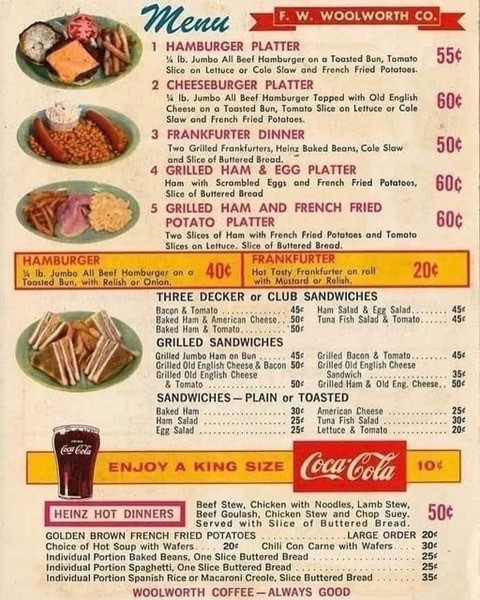 Woolworth Menu