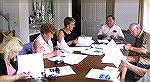 A few members of the Ocean Pines Veterans Memorial Committee meet to discuss plans on 8/10/2004.