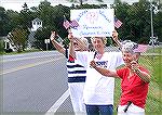 Members of the Republican Women of Worcester County commemorating the 9-11 disaster by holding signs and flags at the South gate of Ocean Pines.

Left to right:
Lois Reilly, Ann Lutz, and Jan Steve