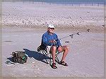 Only experienced surf fisherman are permitted to utilize the fishing technique here demonstrated by OP Angler Bill Haag. At one time or another all fisherman visiting Assateague are heard uttering the