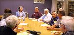 Some of attendees at the organizational meeting of Ocean Pines Camera Club on 10/8/2004 at the Ocean Pines Library. Organizer Jerri Lipov is at head of table near upper left.