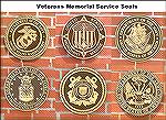 Composite image of the six service seals in place at the Veterans Memorial. 5/11/2005.