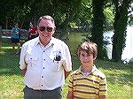 Event chair walt Boge with winner of rod & reel drawing Phillip Lambrinos of Ocean Pines. Teach A Kid to Fish - 2005.
