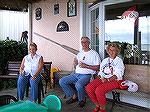 Walt & MaryLou Schumacher enjoy and ice cream treat with Andrea Barnes at the waterfront ice cream store in Crisfield, Md.