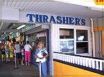 Andrea Barnes stands in front of Thrashers on the Boardwalk on Saturday at noon on Labor Day weekend 2005. Only the high cost of gasoline at over $3 a gallon made this picture possible. 