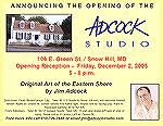 Announcement of Adcock Studio opening.