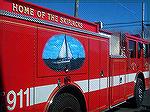 Skipjack image on Deal Island fire truck taken dut=ring Oyster Roast in March.