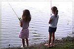 Two young lady anglers out to prove that fishing is not just for guys. They were participating in the Ocean Pines Anglers Club 10th annual Art Hansen Memorial Kids Fishing Contest at the South pond. 