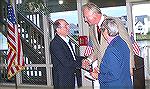 Michael James welcomes Wayne Gilchrest at a fundraiser for Michael James at the Ocean Pines Yacht Club on 10/8/2006.