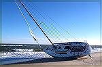 On the night of December 5th 2006 a sailor relied too heavily on his autopilot and ended his voyage washed up on Assateague National Seashore about 1/2 mile north of the Ranger station. 