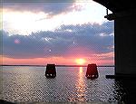 Sunset in Ocean City taken from boat under the Rt 90 Bridge