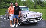 Candy and Jerry Marceron, residents of Ocen Pines and members of the Ocean City Cruzers Car Club pose with their beautiful 57 Chevy Bel Air in "dust pearl." Photo by Bob Lassahn