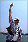 Ocean Pines Angler Jack Barnes holds up what turned out to be the most unique fish species caught during the MSSA flounder tournament. The rare and fearsome Canvasfish, seldom seen in Ocean City water