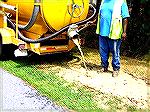 Worcester County Public Works Department dumps muddy water from water leak along roadside in Ocean Pines. This water is not contaminated, but one would think the water should not be dumped on private 