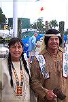 The Morgans, local residents, played the part of Indians in welcoming the Godspeed into Onancock Harbor.