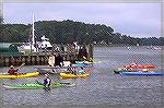 Kayakers formed part of the nautical welcoming for the Godspeed as she visited Onancock Harbor.