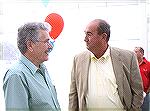 Image from Grand Opening of the Ocean Pines Sports Core indoor pool enclosure on 10/13/2007. OPA President Bill Zawacki (left) talks with Marvin Steen.