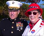 Bill Rakow and Roseann Bridgman pose for a photo just prior to the Veterans Day ceremonies on 11/11/2007 at the Worcester County Veterans Memorial at Ocean Pines. Both are members of the Memorial's Bo