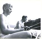 Tom Hemmick (left) fishes with his dad on the Choptank River around 1948.