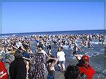 Following their dip the participants in the 2008 AGH Penguin Swim sprint for the beach