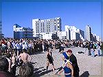 Participants gather for the dash into the chilly waters of the Atlantic at the 2008 Annual AGH penguin Swim on January 2.