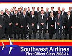 Photo is of the 2008 Southwest Airlines pilot graduating class which includes Jack Barnes III sporting the colorful tie that, thanks to his Mom, matches the Southwest Airline colors. 