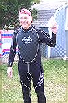 Reverend Tom McKelvey gets into the swing of things as he prepares to brave the cold deep waters of the dunking booth at the Ocean Pines Community Church Fall Festival.