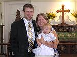 My son-in-law Jon, my daughter Rachel and the delightful Delaney after her baptism at Old Durham Episcopal Church in Ironsides, MD last Sunday. 
