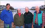 Budd Heim [L], tournament organizer for the 2008 Ocean Pines Anglers Club/MSSA Rockfish Tournament is shown with the top 3 place finishers. Standing next to Budd is first place winner Buddy Siegal, 38