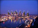 Pittsburgh celebrates it's 6th Super Bowl victory with a photo looking up the Ohio River with the Monongahela River to the right and Allegheny River to the left. Three Rivers Stadium, home of the Stee