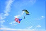 This is the Leapfrogs, The Navy Parachute Team who parachuted to Sunset Grill tonight.