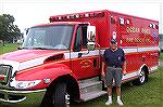 Steve Rosen with the OPVFD emergency vehicle provided any medical assistance needed at the Ocean Pines Anglers Club annual Teach A Kid To Fish event. Fortunately none was needed but thanks Steve for b
