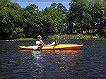 7/8/2009  A strong current carries Sally downstream on the Cow Bridge Branch of the Indian River north of Millsboro, DE - her favorite form of kayaking.

(For use in kayak trip report, Msg. #685234)