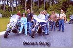 Bike week took on a new meaning for Ocean Pines resident Gloria Lebling [in blue] who was at home recovering from surgery when her nephew Monte Jones [standing next to Gloria]  stopped by her home wit