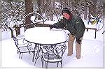 Jack Barnes checks out the depth of the big January snowfall in the Pines. It was 10" during this measurement with several more hours of snowfall to come.When it was all over a total of 12 inches was 