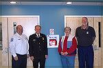 Pictured left to right, Bill Bounds, Capt. OPVFD, Ron Thorwart, Pres, OPVFD, Gail Kretschmar, OP Resident & Donor

Ocean Pines received donation of Two AEDs. automated external defibrillators-

Th