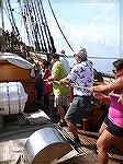 Ocean Pines resident Jack Barnes, "hauling the yard" on tall ship Kalmar Nyckel in Lewes, Delaware.