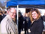 Scene at the Ocean Pines, Maryland Yacht Club ground breaking ceremony on March 14, 2013. OPA Board of Directors president Tom Terry and Public Relations Director Teresa Travetello pose for photo.