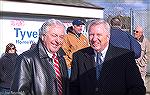 County Commissioner president Bud Church (left) and Berlin mayor Gee Williams at the Ocean Pines, Maryland Yacht Club ground breaking ceremony on March 14, 2013.