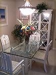 
Glass top table with 4 side chairs and 2 arm chairs.White wood with a pickett base bottomUpholstered chairs to matchWhite wood Hutch to match dining table
Excellent Condition $500