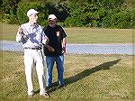 Local fishing writer Ron Fisher [right] picks up a few pointers from the master at the Joe Reynolds fly casting clinic