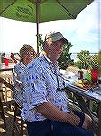 Andrea & Jack Barnes enjoying breakfast at the Frog Bar overlooking the inlet in Ocean City.