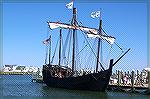  The Ni&ntilde;a is a replica of the ship on which Columbus sailed across the Atlantic on his three voyages of discovery to the new world beginning in 1492. Columbus sailed the tiny ship over 25,000 m